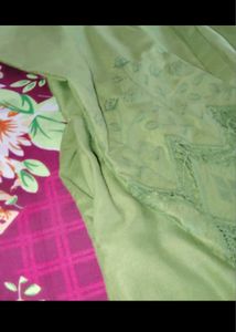 Olive Green Kurti with White Pants