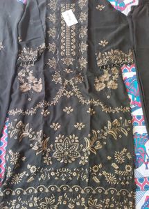 Elegant Black Kurta Set with Golden Embroidery