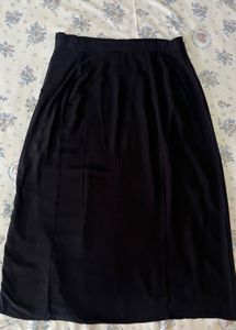 Black Wrap Midi Skirt with Button Detail | Elegant