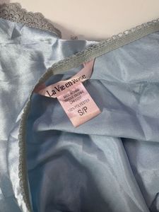 blue satin lace cami top