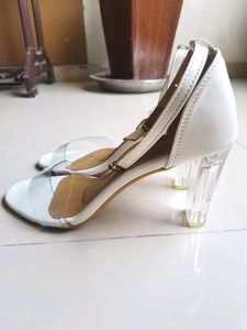 Chic Clear Strap White Heels