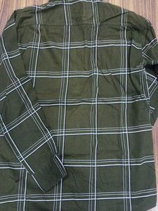 Men cotton olive white striped shirt