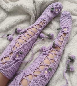 Crochet Thigh-High Socks