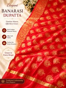 Red Banarasi Silk Dupatta