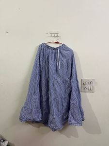 Blue Striped Tiered Skirt