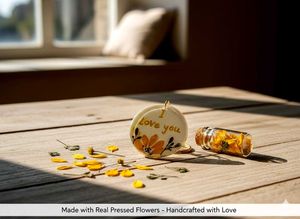 Handcrafted "I Love You" Keychain with Real Flower