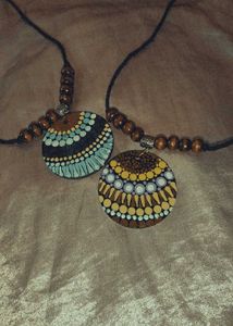 Handmade Painted Pendant Necklace Set