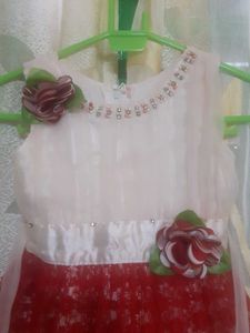 Red and Cream Girls Party Dress