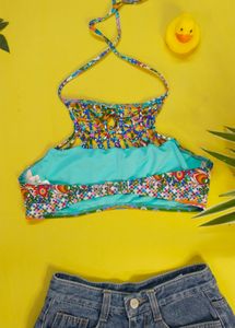 Hobie Seam Weaver Macrame Hi-Neck Bra Swim Top