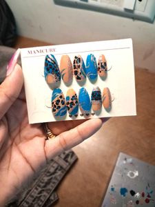 Press-On Nails Set - Leopard &amp; Blue