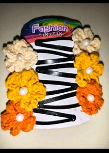 Crochet 🧶 Flower Hair Clips (Set of 6)