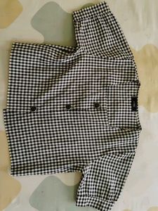 Checkered Button-Up Crop Top