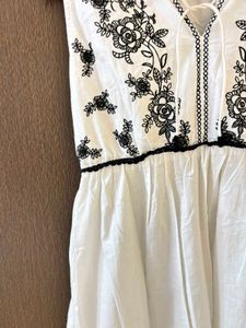 White Embroidered Midi Dress
