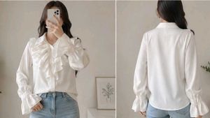 White Chiffon Ruffle Front Blouse