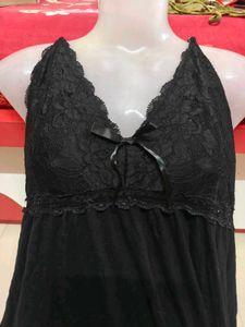 Elegant Black Lace Nightgown