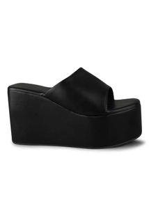 Chic Black Platform Wedge Slides