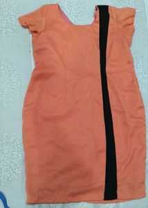 Coral Sheath Dress with Black Accent