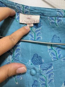 anokhi Blue Floral Print Kurta