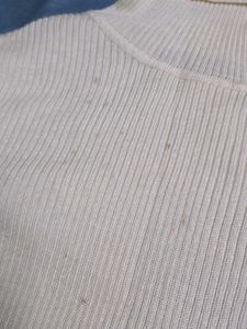 Cream Ribbed Turtleneck Sweater