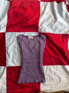 v neck y2k shimmery fitted tank top
