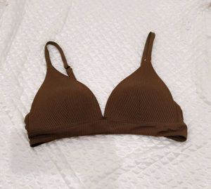 Brown Ribbed Bralette
