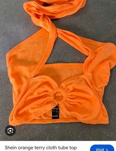 Orange Terry Cloth Halter Top