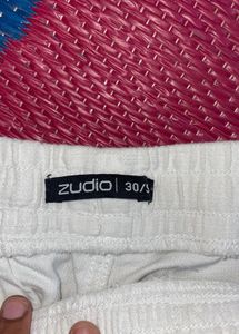 Zudio White Textured Pants
