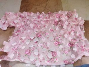 Pink Floral Embroidered Sheer Blouse