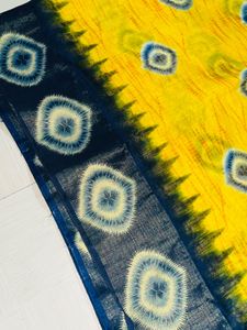 New Vibrant Yellow &amp; Blue Saree