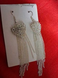 Heart Tassel Drop Earrings