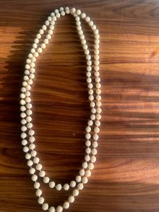 White Double Chain Beaded Necklace