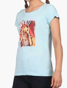 Graphic Print Light Blue T-Shirt