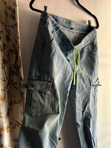 Light Wash Denim Cargo Pants