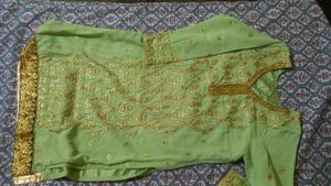 Light Green Kurta Set with Gold Embroidery