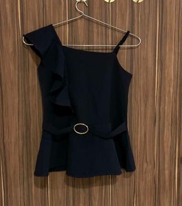 Navy blue one shoulder top