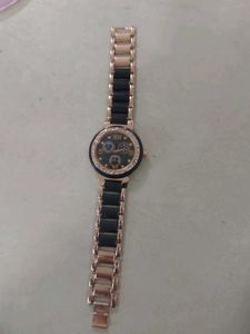 Stylish Rose Gold & Black Watch