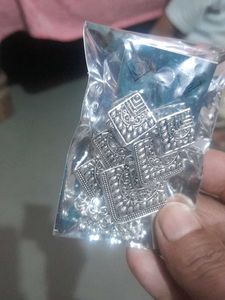 Silver Ethnic Square Earrings