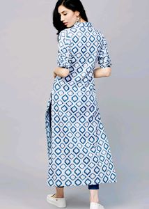 💠Blue &amp; White Shrug/Kurta in Geometric Print