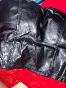 Sleek Black Faux Leather Corset Top