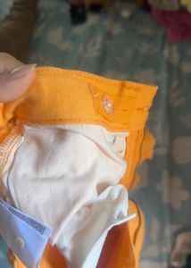 Orange Denim Shorts