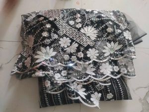 Pakistani Elegant Black &amp; White Kurta Fabric
