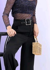 Blue Patterned Mesh Top