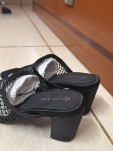 Stylish Black Mesh Block Heels