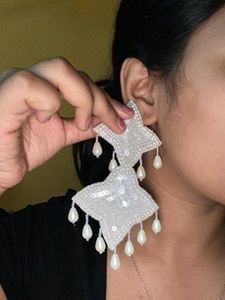 white Pearl Handmade Earrings