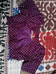 Orange n Purple georgette saree- blouse