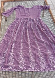 Embroidered Purple Anarkali Dress