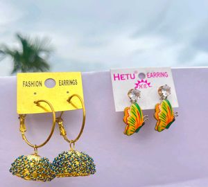 Boho Style Jhumka &amp; Butterfly Earrings Set