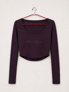 Purple "Prom Queen" Long Sleeve Crop Top