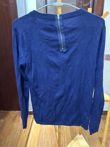 Navy Blue Knit Long Sleeve Top