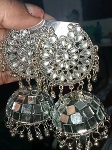 Mirror Work Jhumka Earrings &amp;Stude